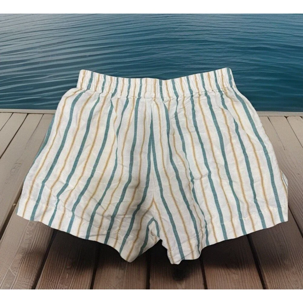 Madewell Stripe‎ Linen Blend mini Shorts Women's XS (Inseam4) Off OLDSTOCK